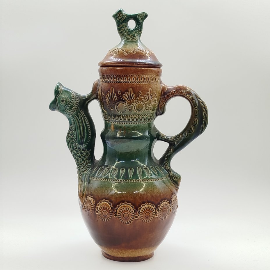 Кувшин (кумган), декорированный фигурой рыбы, Скопинская керамика