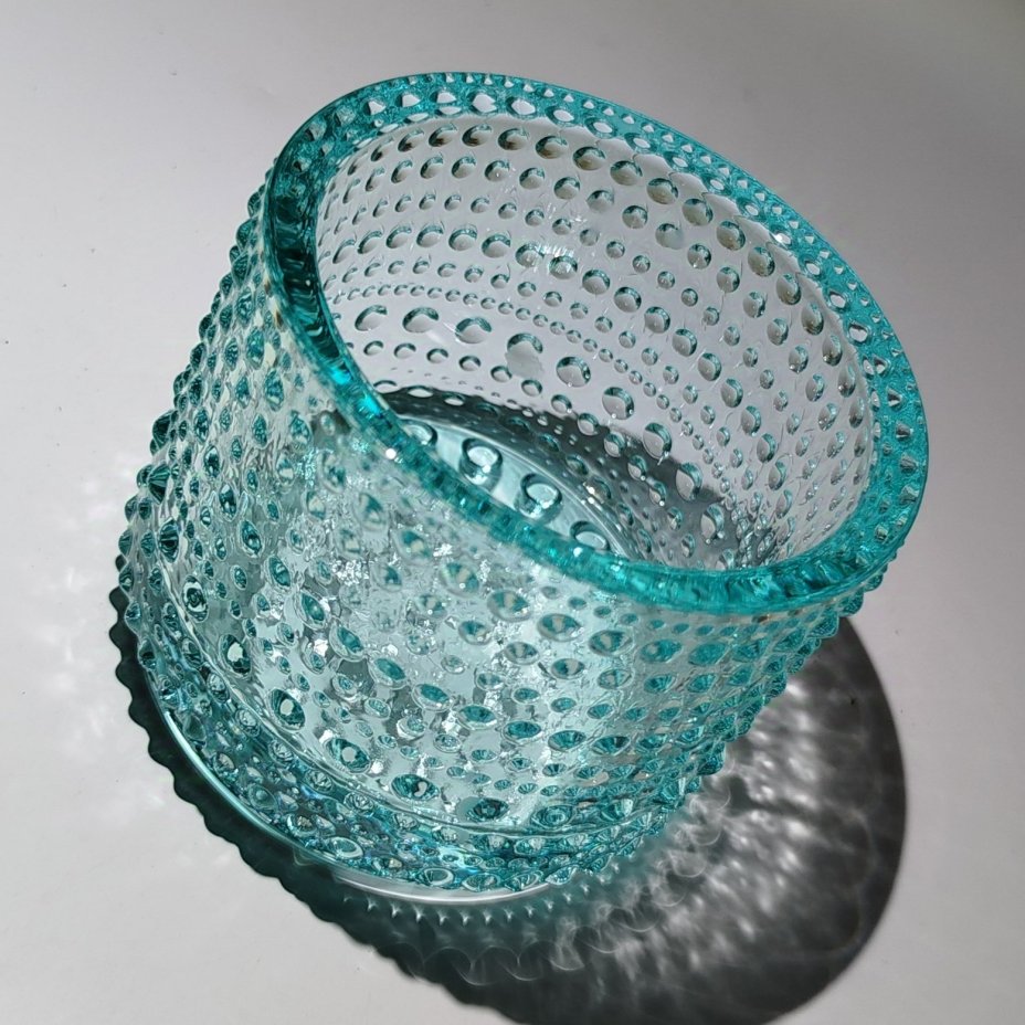 Подсвечник бирюзового оттенка (для чайной свечи), фабрика "Iittala" (Ииттала), цветное стекло