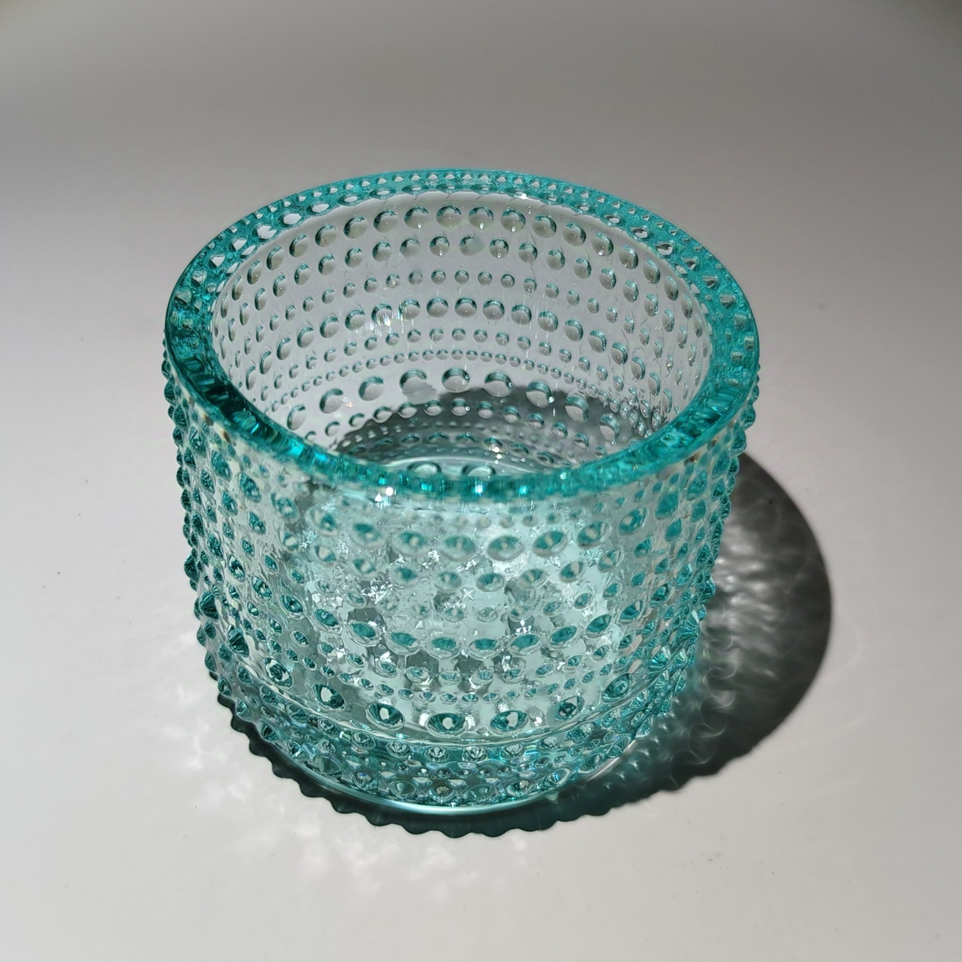 Подсвечник бирюзового оттенка (для чайной свечи), фабрика "Iittala" (Ииттала), цветное стекло