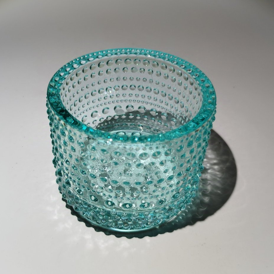 Подсвечник бирюзового оттенка (для чайной свечи), фабрика "Iittala" (Ииттала), цветное стекло