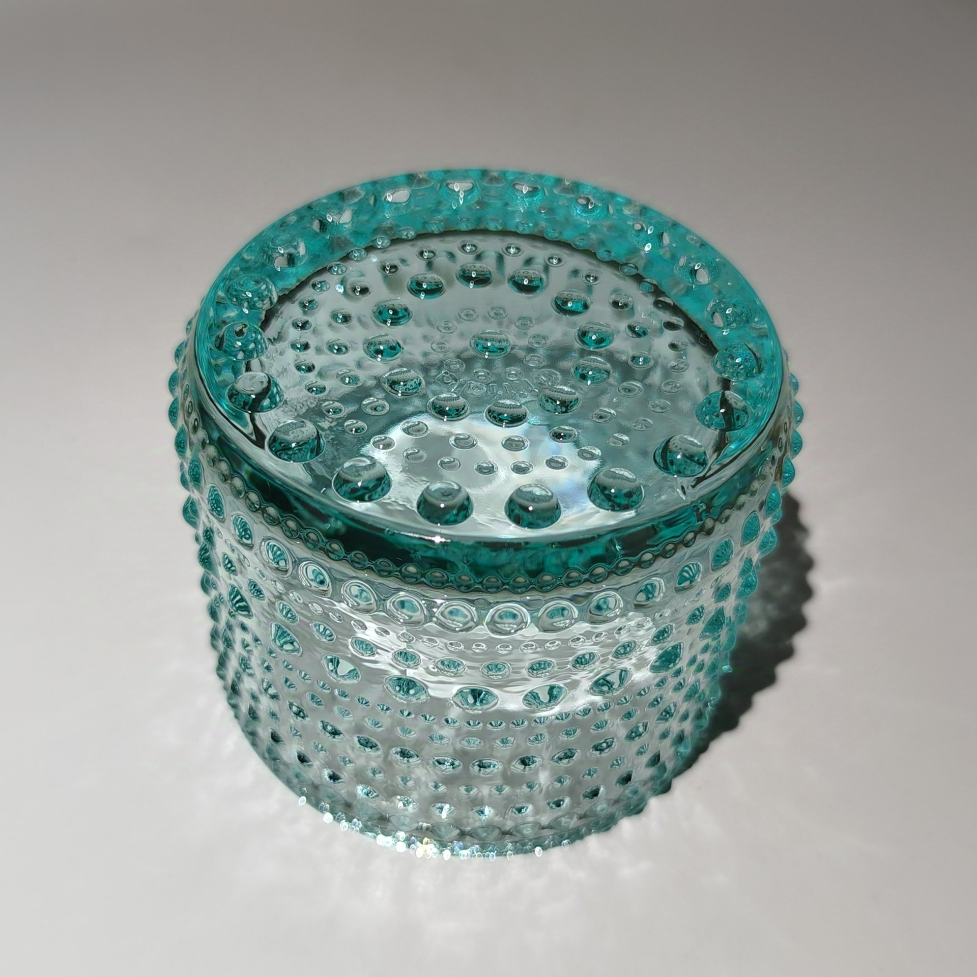 Подсвечник бирюзового оттенка (для чайной свечи), фабрика "Iittala" (Ииттала), цветное стекло