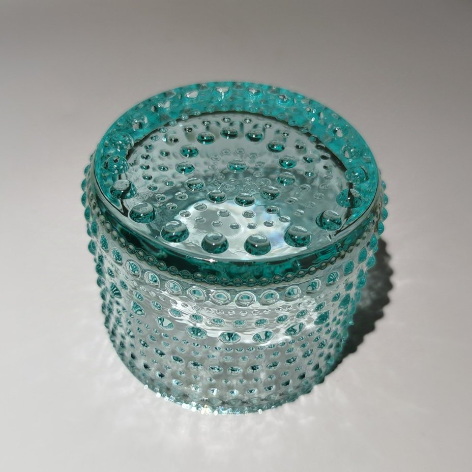 Подсвечник бирюзового оттенка (для чайной свечи), фабрика "Iittala" (Ииттала), цветное стекло