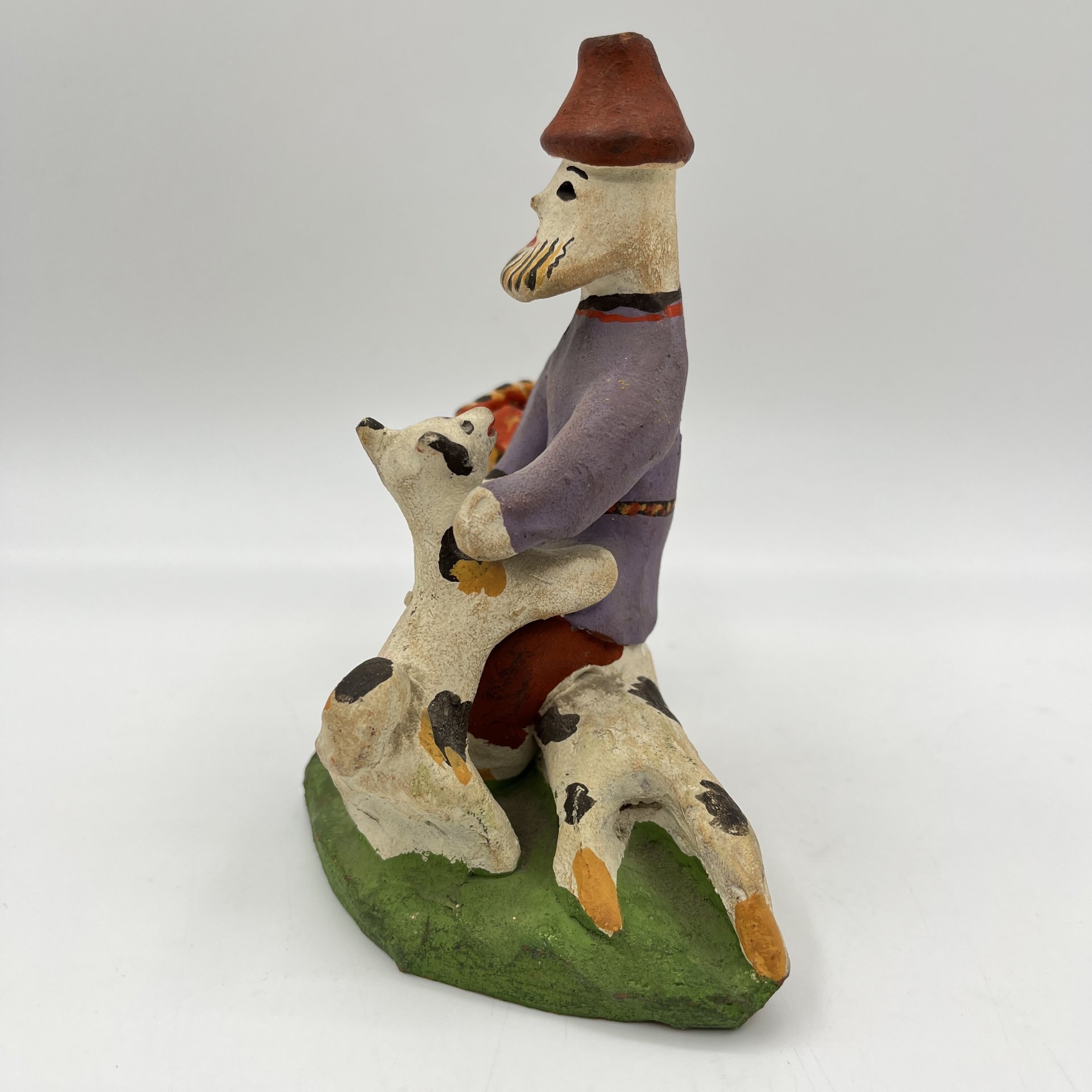 Игрушка каргопольская "Грибник с собакой", г. Каргополь, Архангельская область