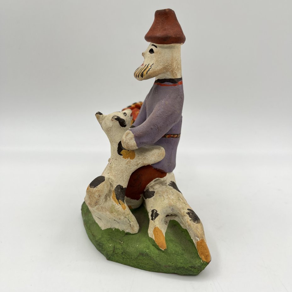 Игрушка каргопольская "Грибник с собакой", г. Каргополь, Архангельская область