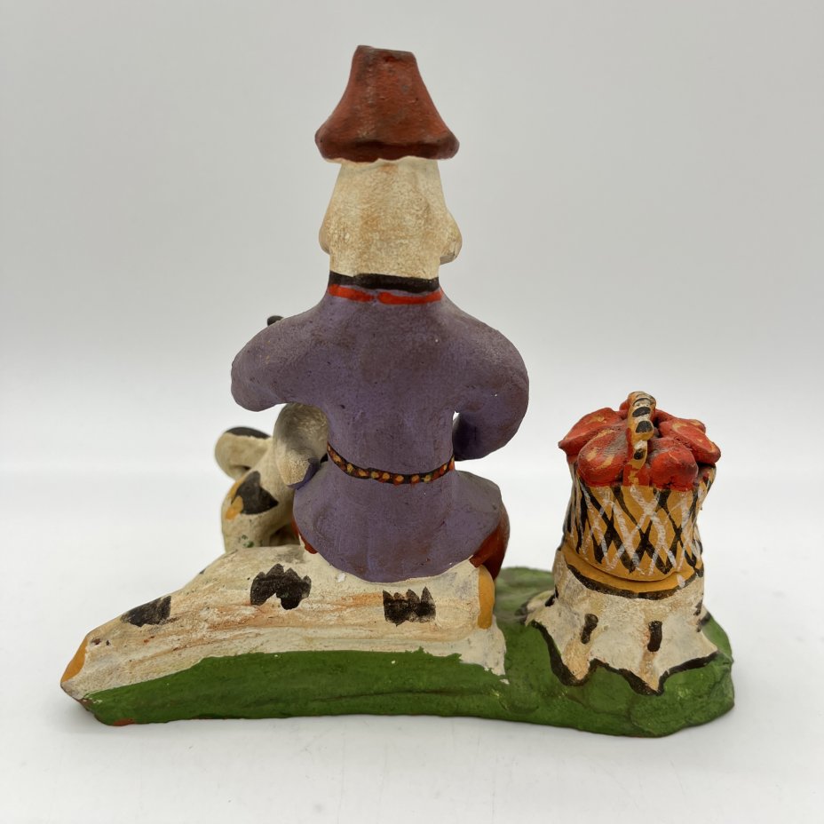 Игрушка каргопольская "Грибник с собакой", г. Каргополь, Архангельская область