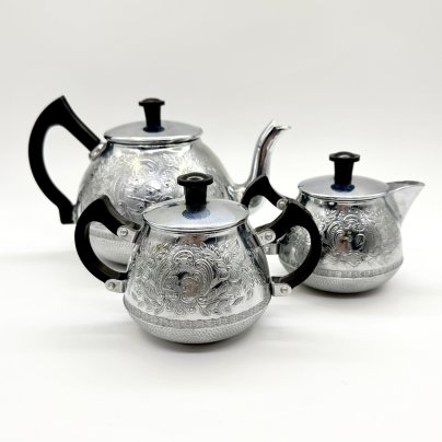 Набор чайно-кофейный (3 предмета), металл, пластик, СССР, 1970-1990 гг.