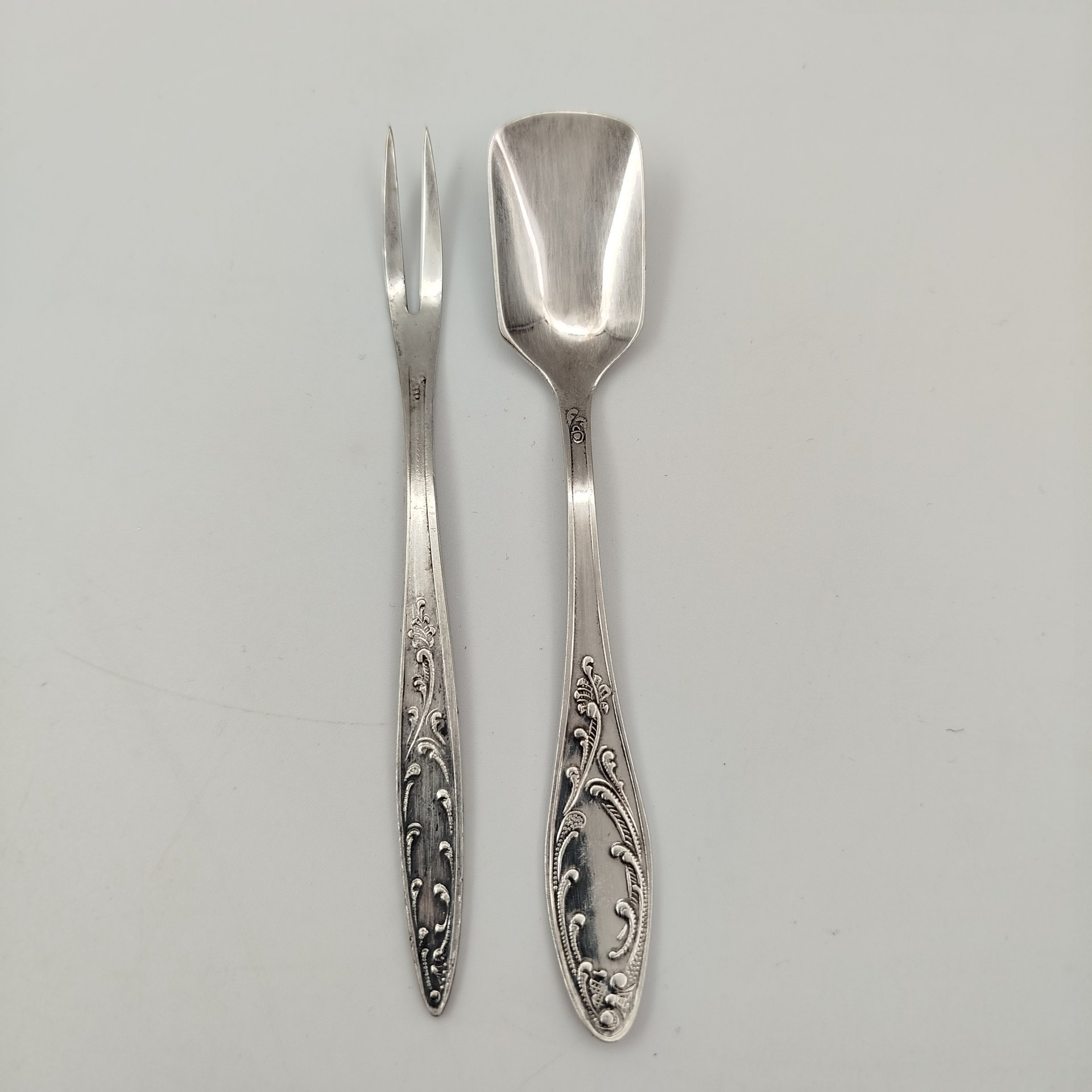 Набор сервировочный (совочек для сахра и вилка для лимона) "Пламя"