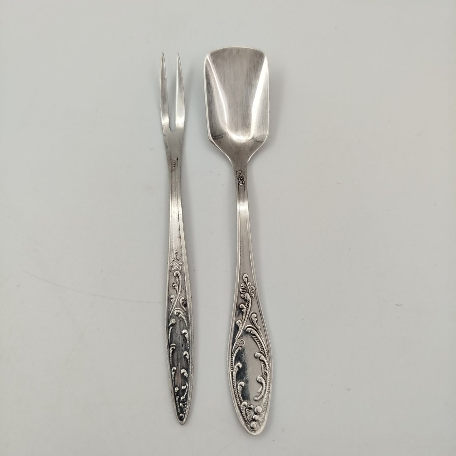 Набор сервировочный (совочек для сахра и вилка для лимона) "Пламя"