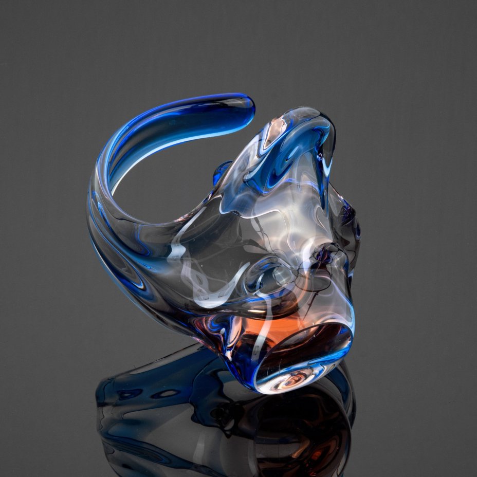 Ваза (конфетница) в виде корзиночки, Мстисовский стекольный завод, Mstisov Glassworks (Стекольный завод в Мстишов)