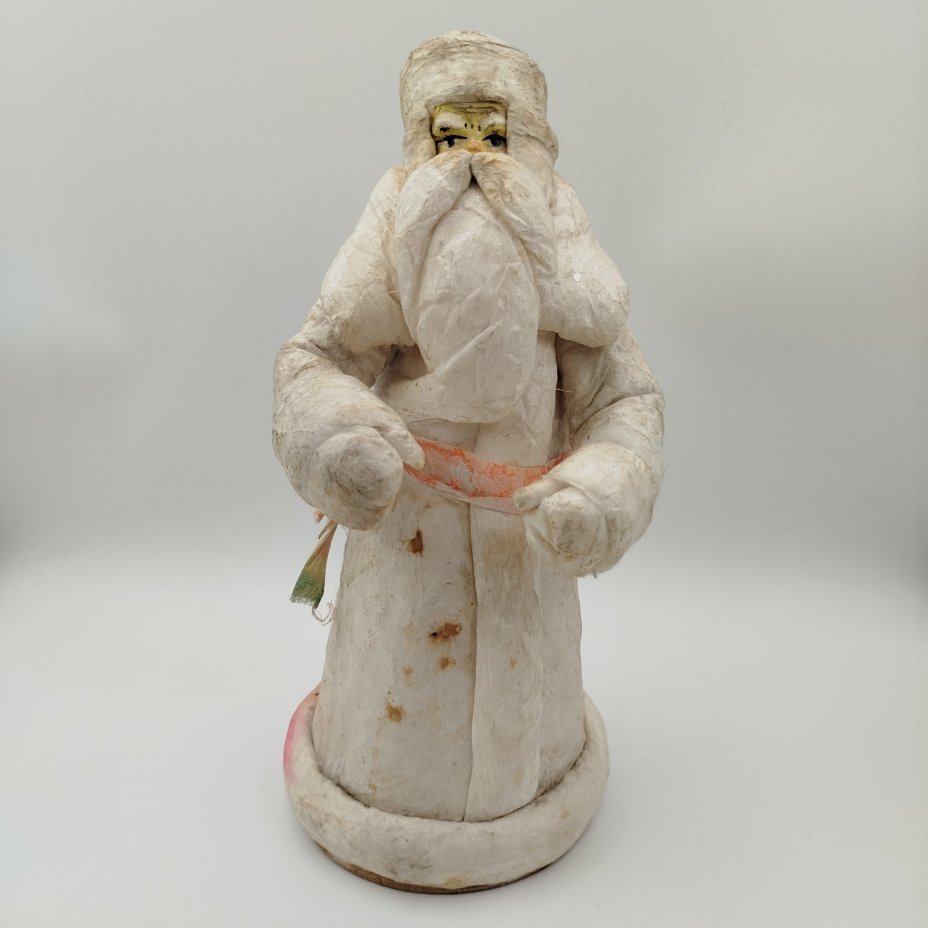 Игрушка новогодняя "Дед Мороз", папье-маше, бумага, вата, роспись, СССР, 1960-1980 гг.