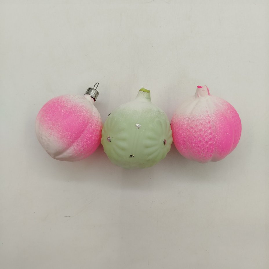 Набор из трёх ёлочных игрушек, стекло, Московский завод ёлочных украшений, СССР, 1970-1990 гг.