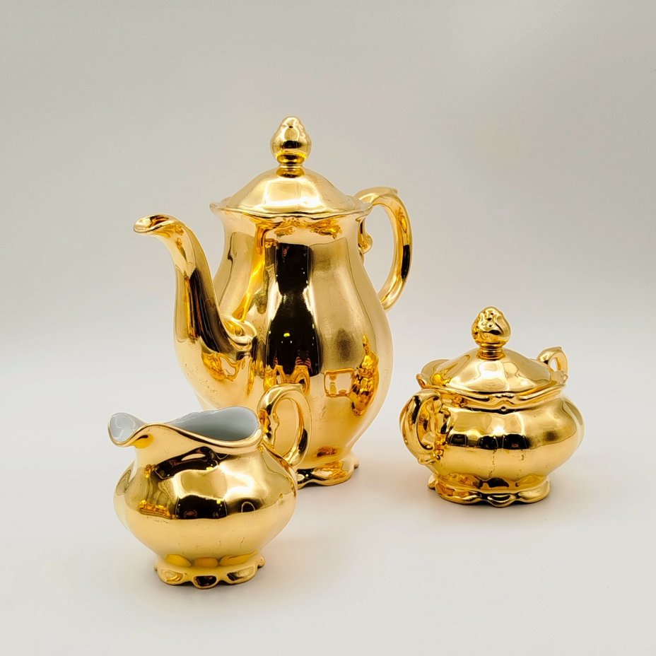 Сервиз кофейный на 4 персоны (11 предметов), покрытый золочением