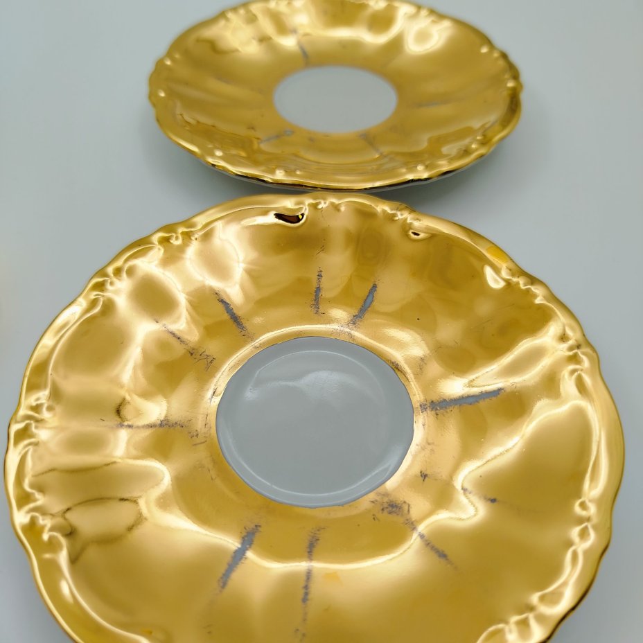 Сервиз кофейный на 4 персоны (11 предметов), покрытый золочением