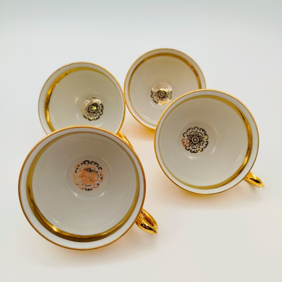 Сервиз кофейный на 4 персоны (11 предметов), покрытый золочением