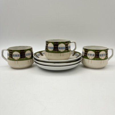 Набор чайный пар с геометрическим декором на 3 персоны