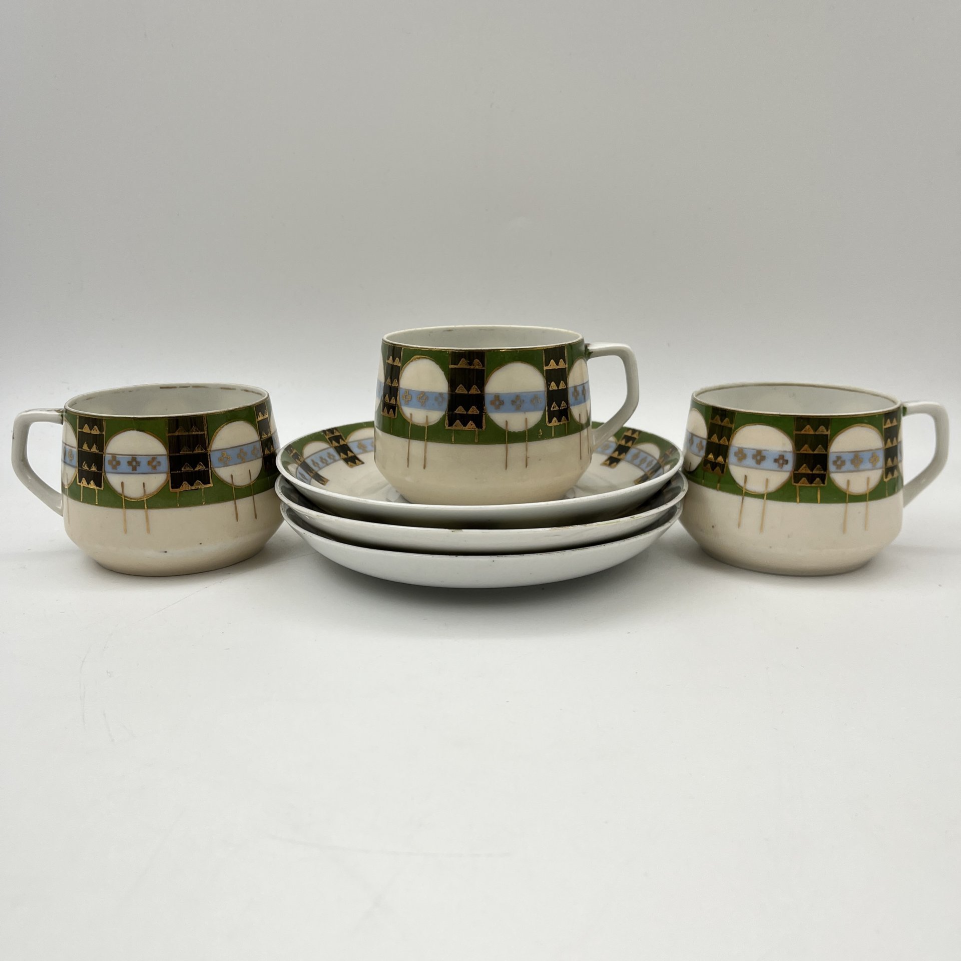 Набор чайный пар с геометрическим декором на 3 персоны