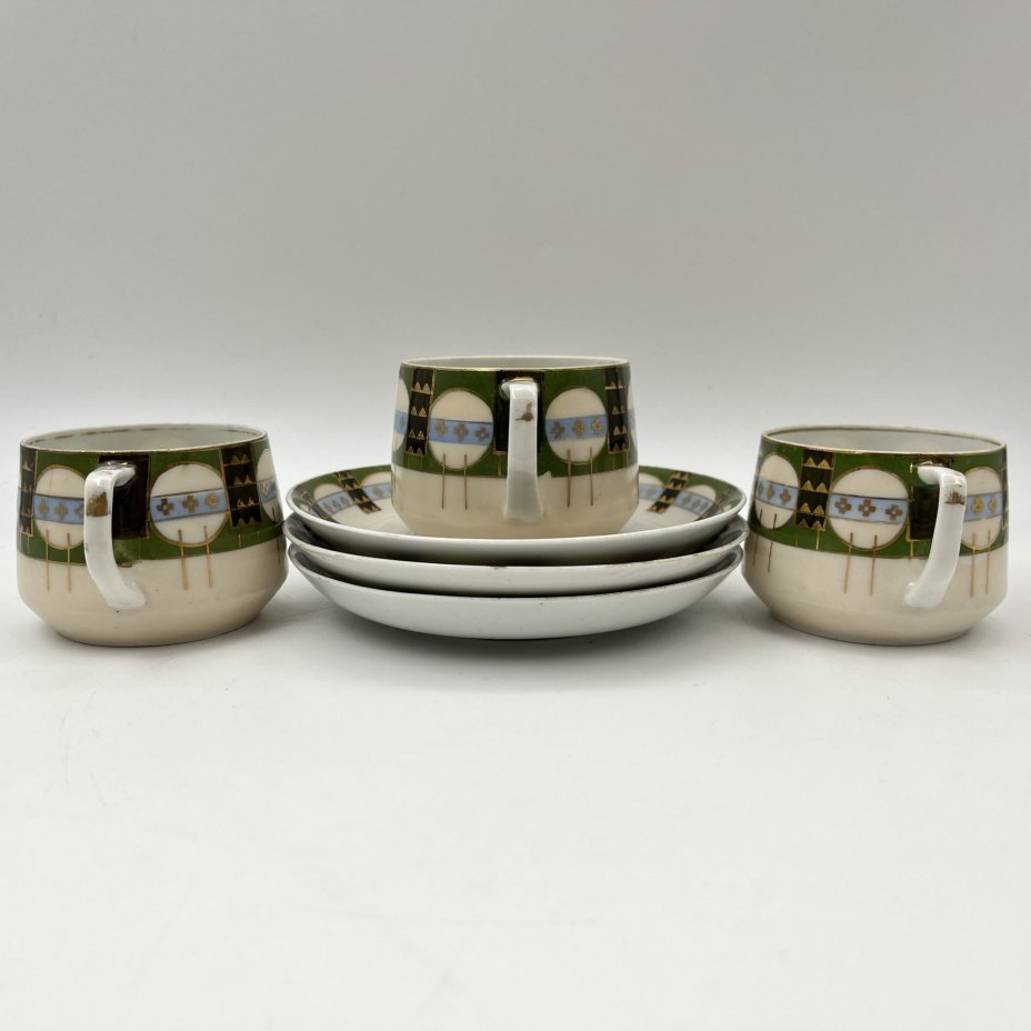 Набор чайный пар с геометрическим декором на 3 персоны