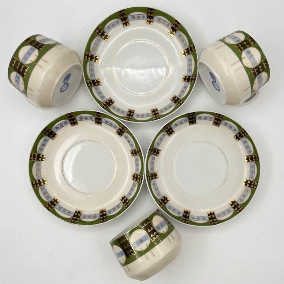 Набор чайный пар с геометрическим декором на 3 персоны