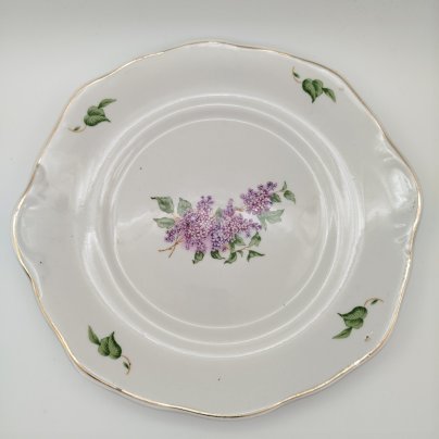 Бдюдо "Сирень", фарфор, деколь, золочение, Дулевский фарфоровый завод (Дулёво), СССР, 1968 г.