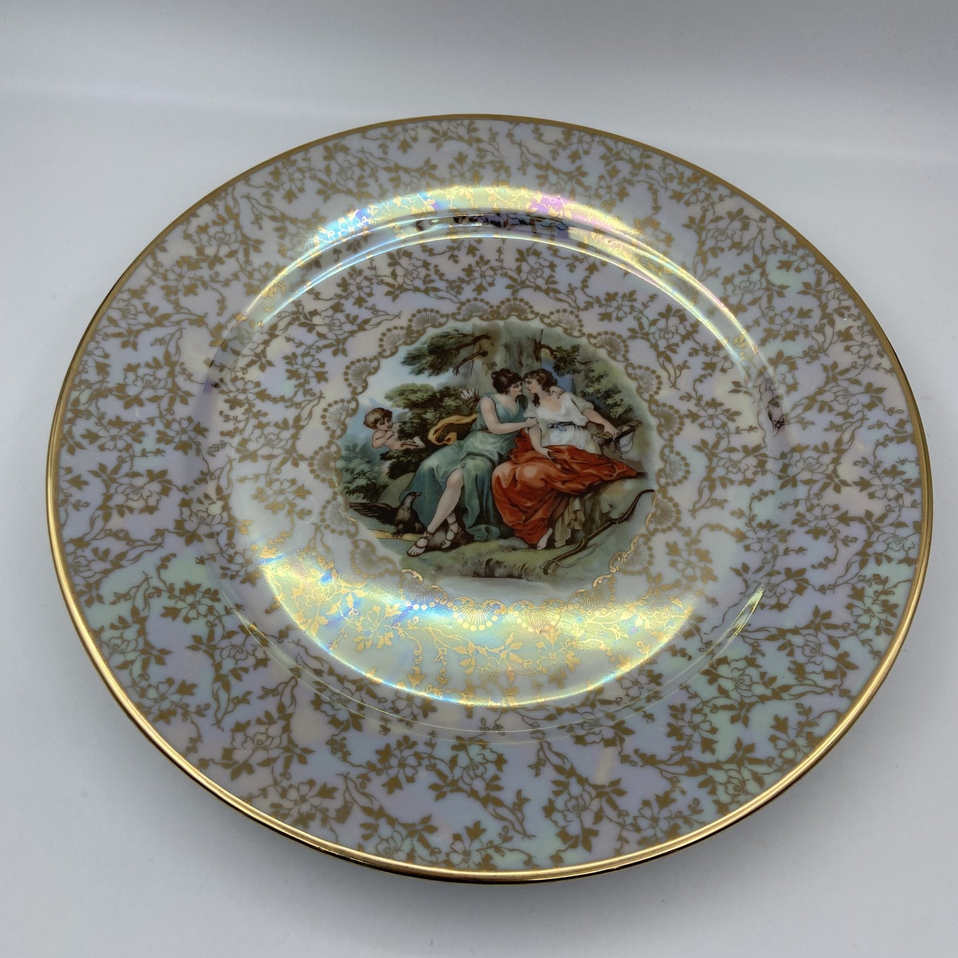 Набор из 3-х сервировочных блюд разных форм "Мадонна", фарфор, люстр, деколь, золочение, Fortuna Eisenberg, ГДР, 1960-1973 гг.