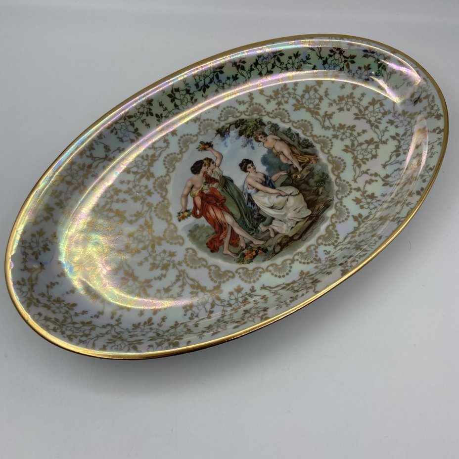 Набор из 3-х сервировочных блюд разных форм "Мадонна", фарфор, люстр, деколь, золочение, Fortuna Eisenberg, ГДР, 1960-1973 гг.