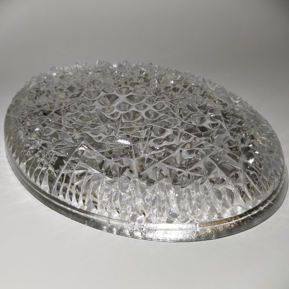 Блюдо овальной формы с рельефным декором, стекло, пресс, СССР, 1960-1990 гг.