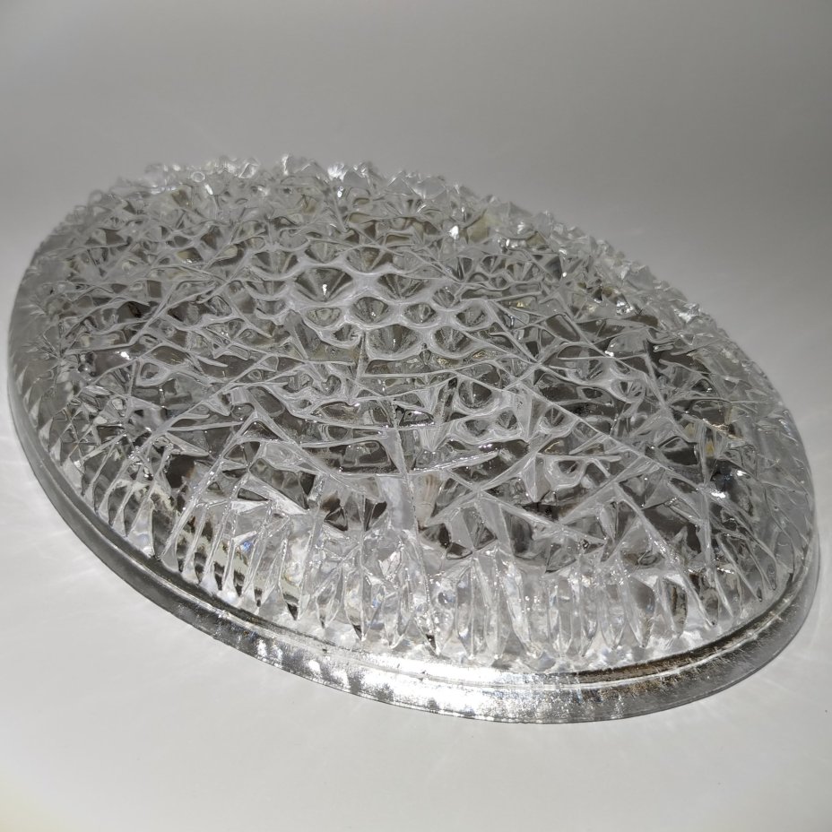 Блюдо овальной формы с рельефным декором, стекло, пресс, СССР, 1960-1990 гг.