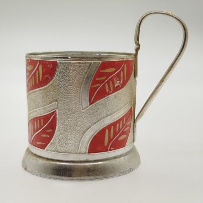 Подстаканник "Красные листья", алюминий, роспись, Казаковский завод художественных изделий (КХИ), СССР, 1960-1970 гг.
