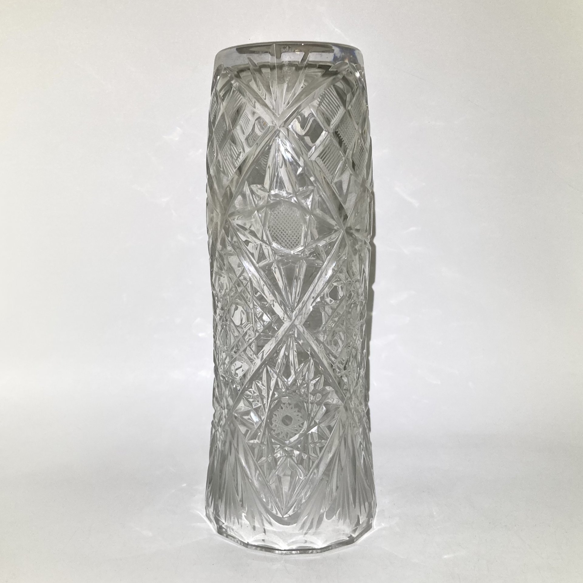 Ваза с резным декором, хрусталь, алмазная грань, СССР, 1970-1990 гг.