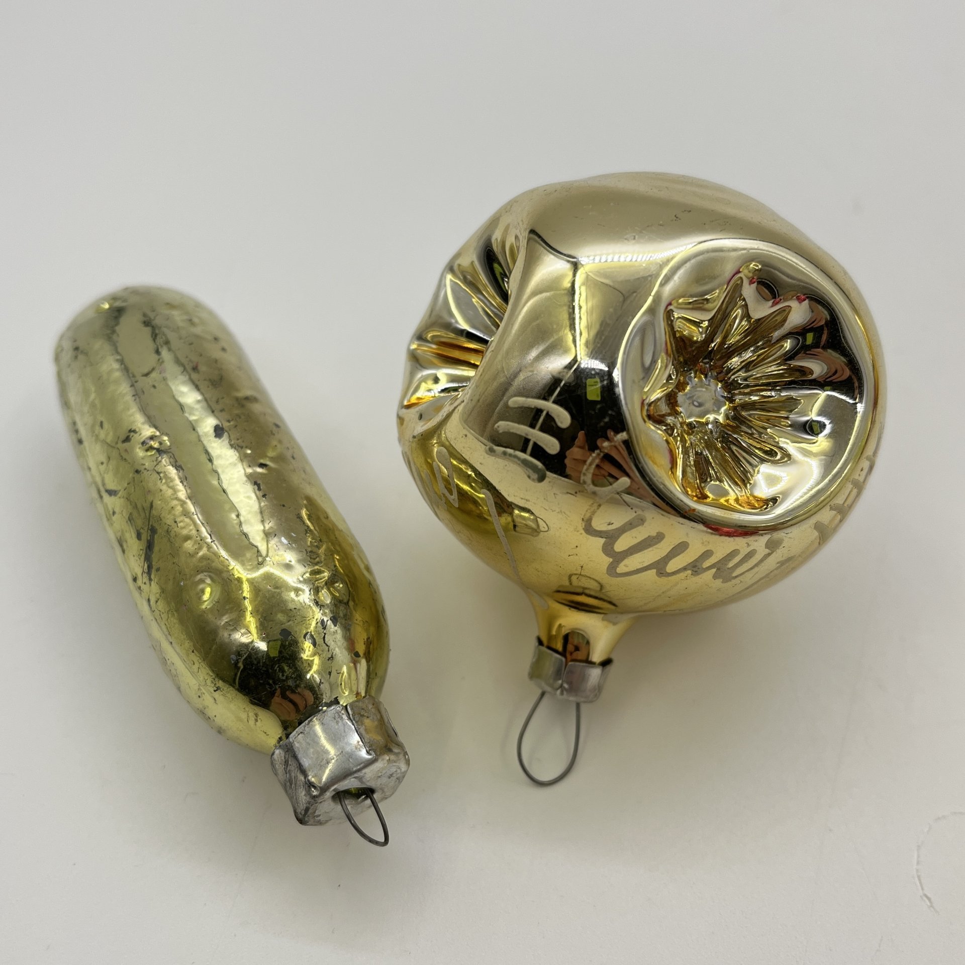 Набор ёлочных игрушек различных форм и расцветок (7 шт.), стекло, краска, металл, СССР, 1960-1990 гг.