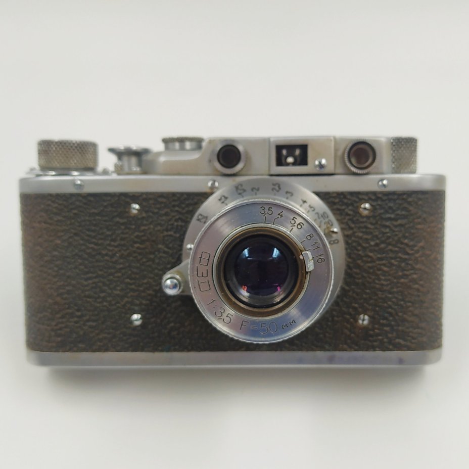 Фотоаппарат "ФЭД" в оригинальном кофре, металл, пластик, стекло, кожа, Харьковский машиностроительный завод им. Дзержинского (ФЭД), СССР, 1945-1955 гг.