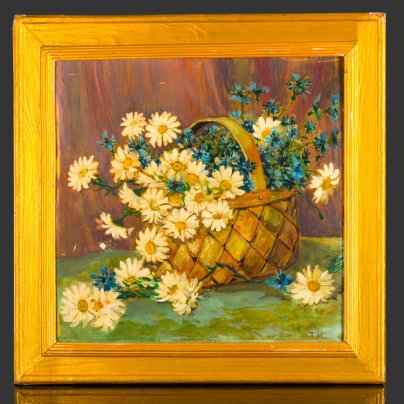 Картина в раме "Полевые цветы", автор Толмачев И., картон, масло, дерево, СССР, 1999 г.