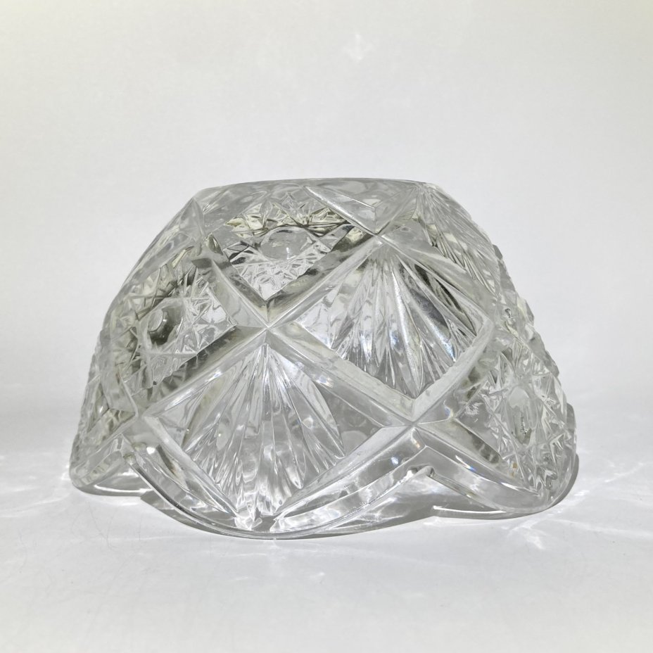 Салатник с резным декором, хрусталь, алмазная грань, СССР, 1970-1990 гг.