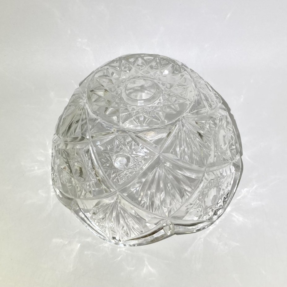 Салатник с резным декором, хрусталь, алмазная грань, СССР, 1970-1990 гг.
