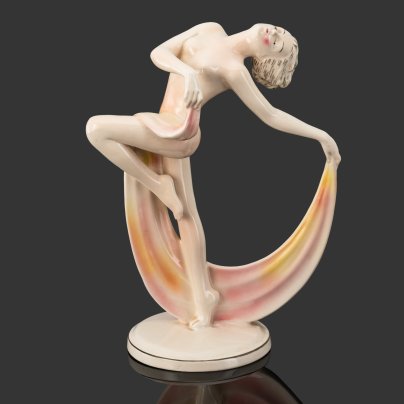 Статуэтка "Танцующая девушка", фаянс, роспись, Katzhütte (Кацхютте), ГДР, 1958-1990 гг.
