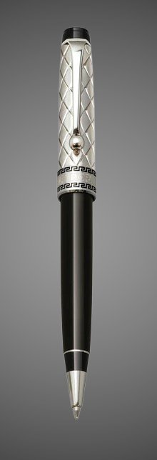 Шариковая ручка Aurora Optima Riflessi Sterling Silver Cap Black Barrel, в подарочной коробке, Драгметаллы: серебро, смола