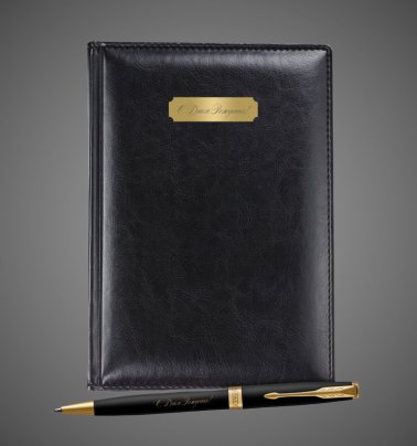 Подарочный набор: Ежедневник и Шариковая ручка Parker Sonnet Black GT, Лаки и смолы: лак, латунь, нержавеющая сталь, палладиевое покрытие, сталь