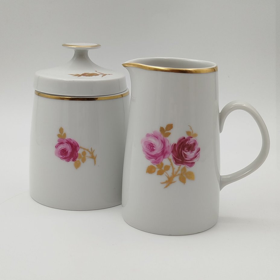 Набор сервировочный на 5 персон (12 предметов), украшенный изображением розы