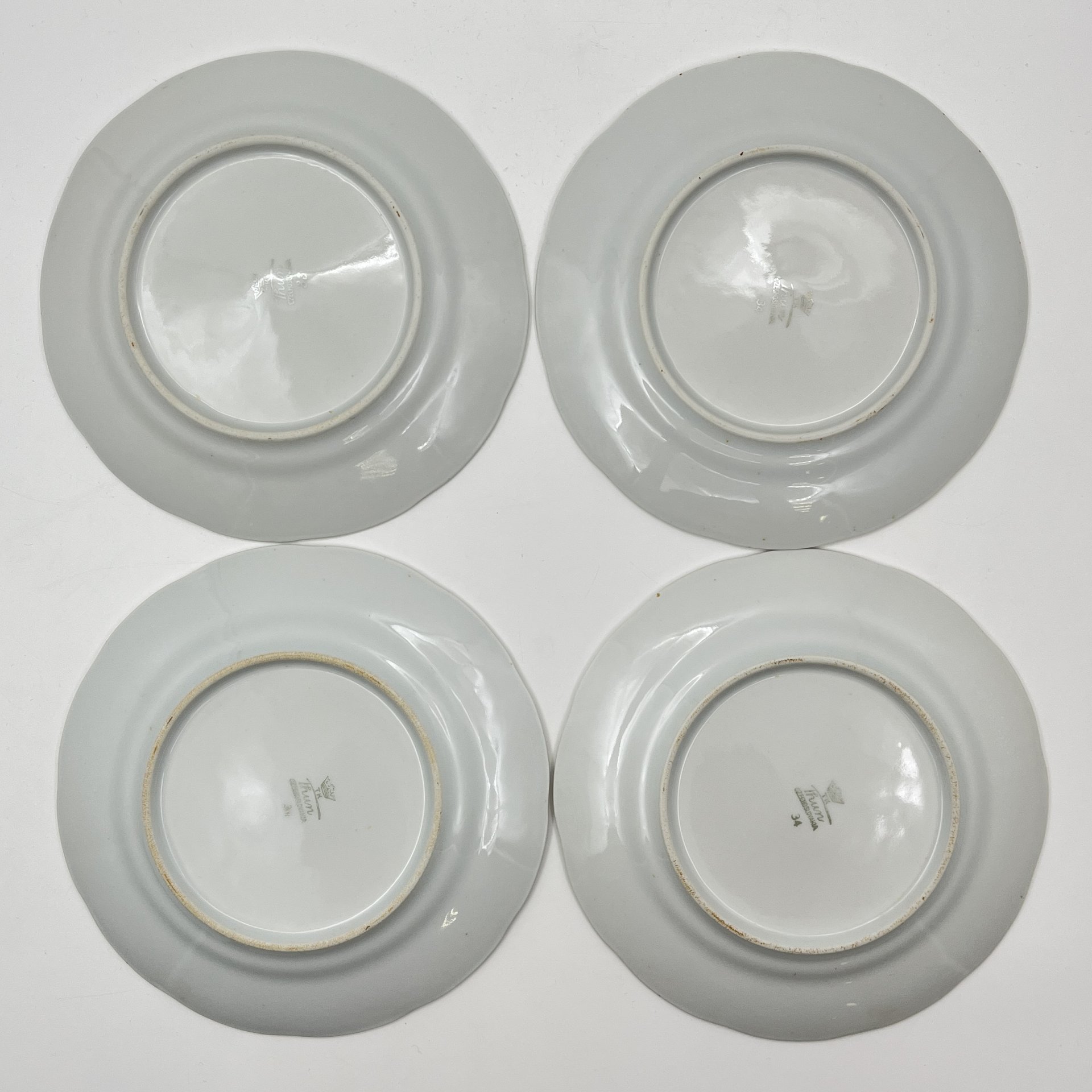 Набор из 4-х десертных тарелок с изображением розы, фарфор, деколь, золочение, Thun (Тун), Чехословакия, 1970-1992 гг.