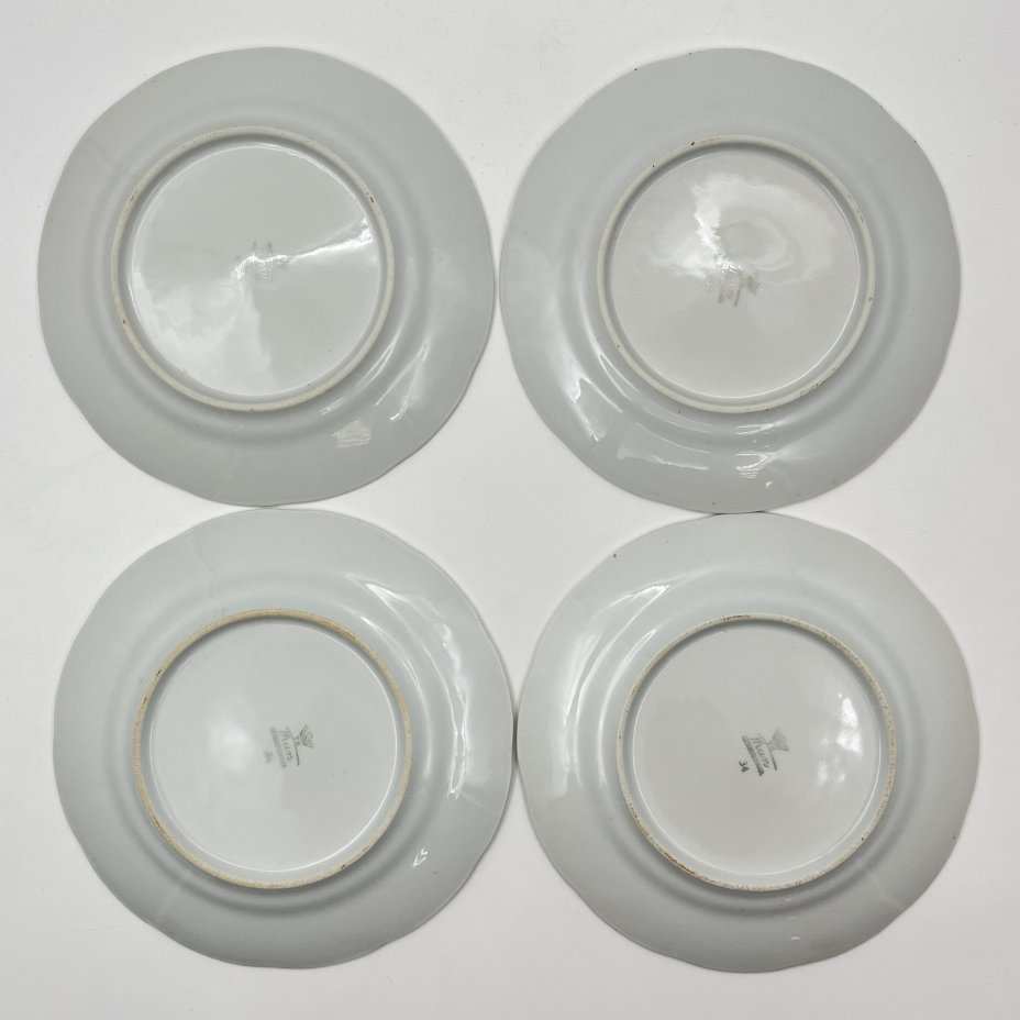 Набор из 4-х десертных тарелок с изображением розы, фарфор, деколь, золочение, Thun (Тун), Чехословакия, 1970-1992 гг.