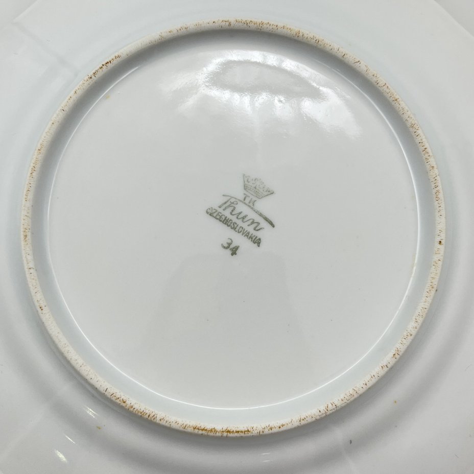 Набор из 4-х десертных тарелок с изображением розы, фарфор, деколь, золочение, Thun (Тун), Чехословакия, 1970-1992 гг.