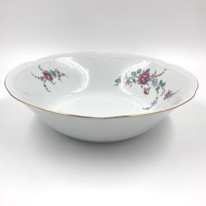 Салатник с цветочным декором, фарфор, деколь, золочение, Wloclawek (Влоцлавская фаянсовая фабрика), Польша, 1968-1992 гг.