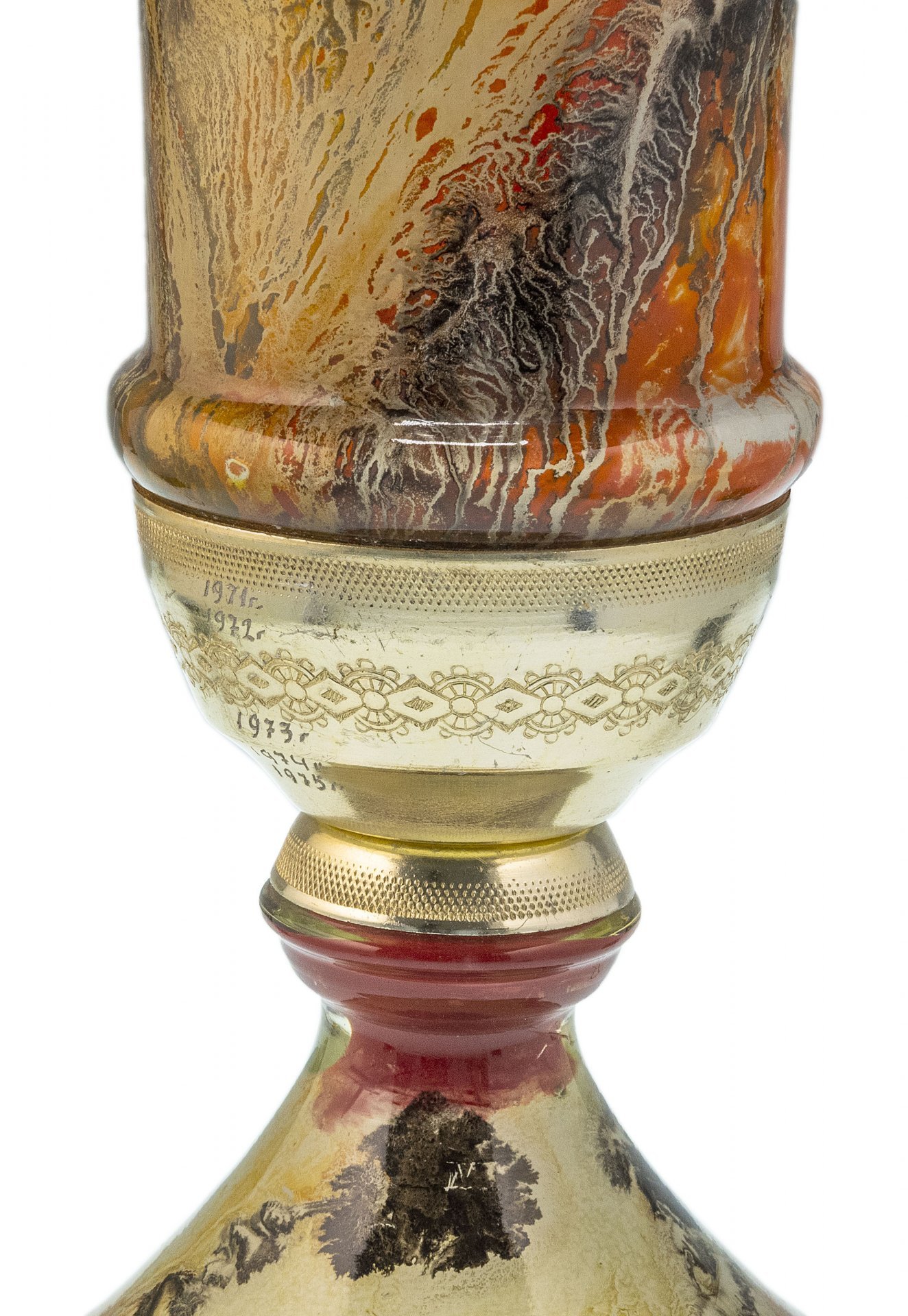 Кубок спортивный "Баскетбольный матч", стекло, латунь с позолотой, СССР, 1950-1970 гг.