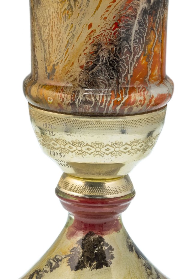 Кубок спортивный "Баскетбольный матч", стекло, латунь с позолотой, СССР, 1950-1970 гг.