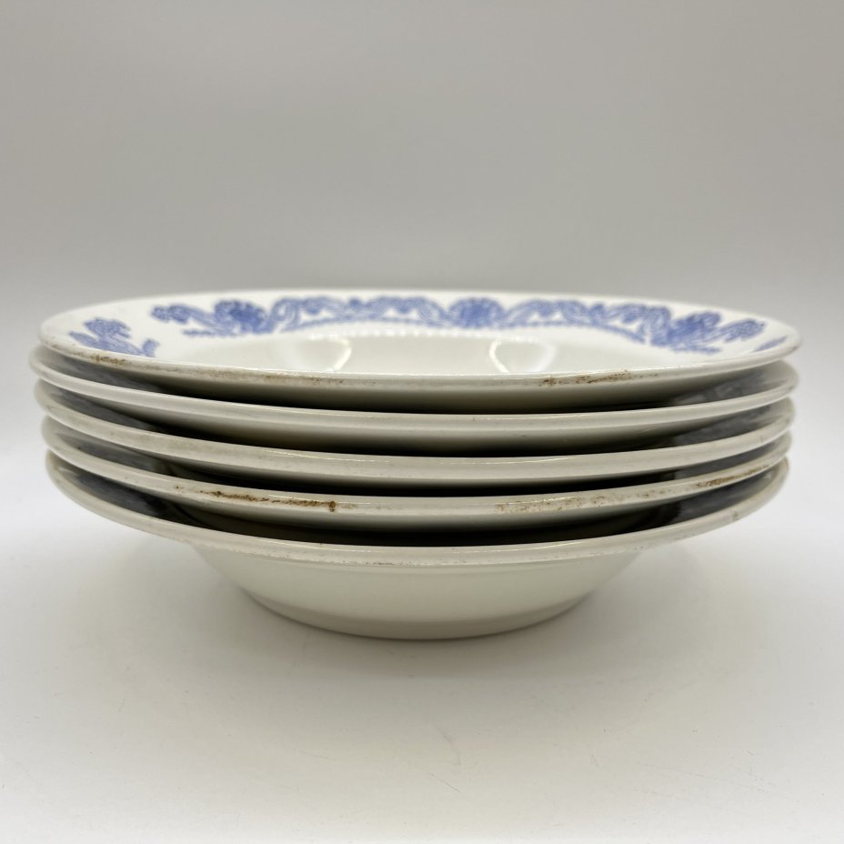 Набор суповых тарелок на 5 персон, фаянс, Конаковский фаянсовый завод им. М.И. Калинина (ЗиК Конаково), СССР, 1974-1991 гг.