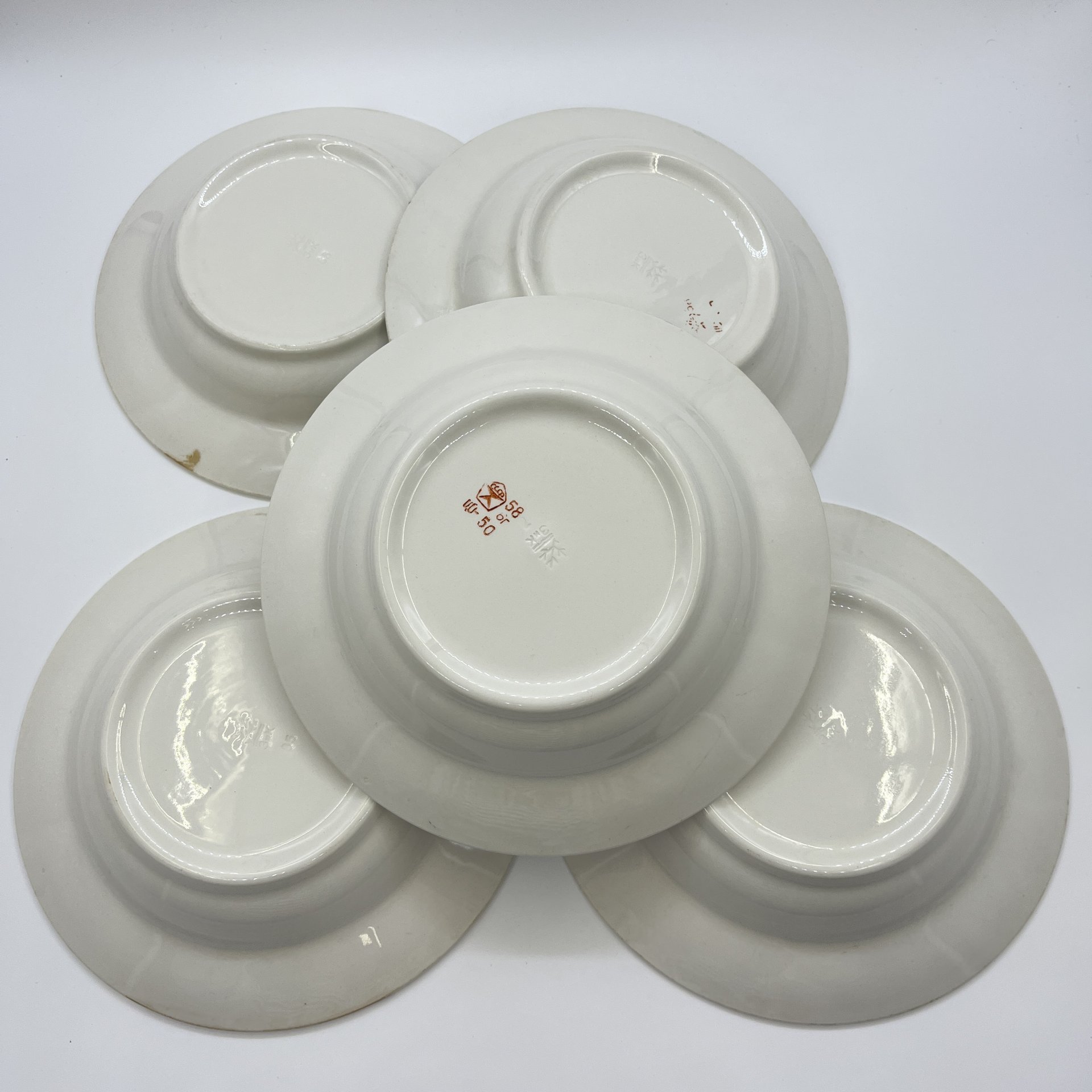 Набор суповых тарелок на 5 персон, фаянс, Конаковский фаянсовый завод им. М.И. Калинина (ЗиК Конаково), СССР, 1974-1991 гг.