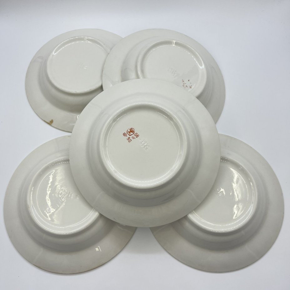 Набор суповых тарелок на 5 персон, фаянс, Конаковский фаянсовый завод им. М.И. Калинина (ЗиК Конаково), СССР, 1974-1991 гг.