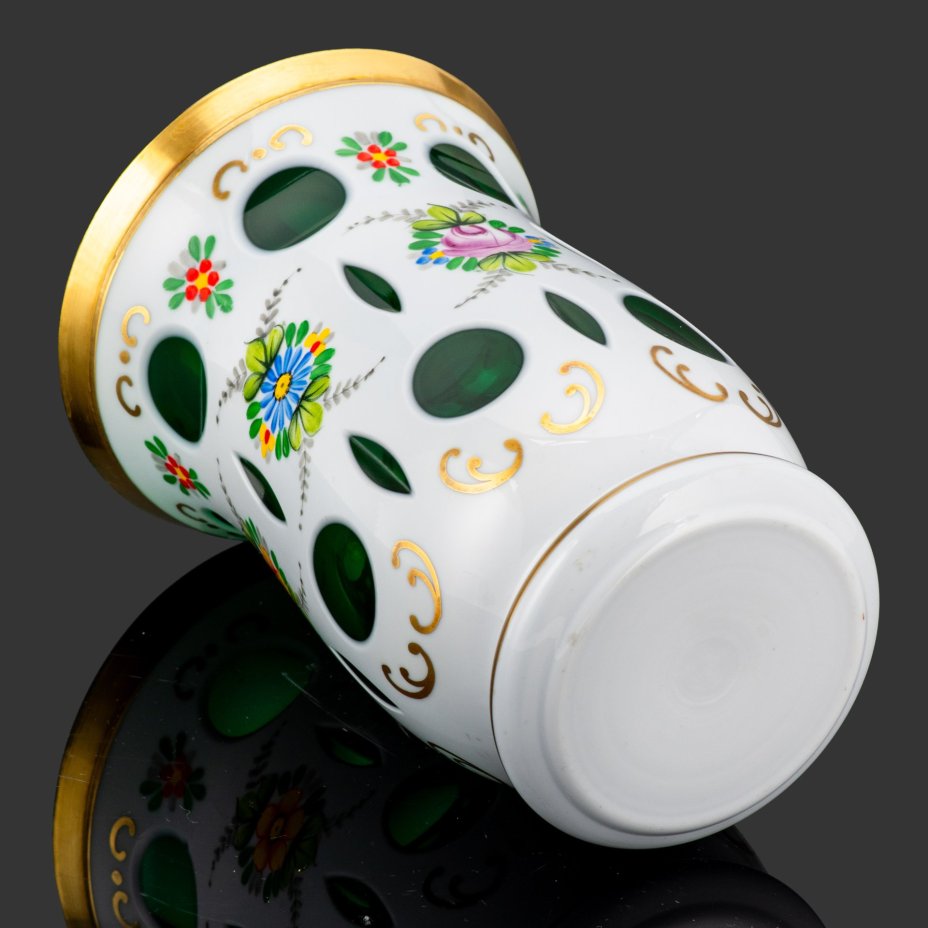 Ваза миниатюрная, украшенная цветочными элементами, Bohemia Crystal (Bohemia Glass)
