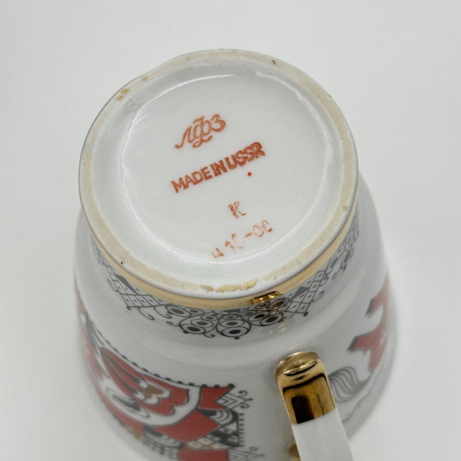 Пара чайная "Красный конь", Ленинградский фарфоровый завод (ЛФЗ)