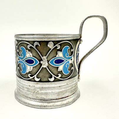 Подстаканник с флоральным узором, алюминий, эмаль, УПП Всероссийского общества глухих, СССР, 1960-1990 гг., УПП Всероссийского общества глухих